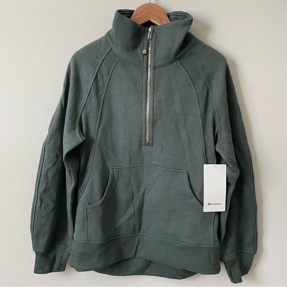NWT Lululemon Scuba Oversized Funnel-Neck Half Zip Long Dark Forest/Gold XS/S